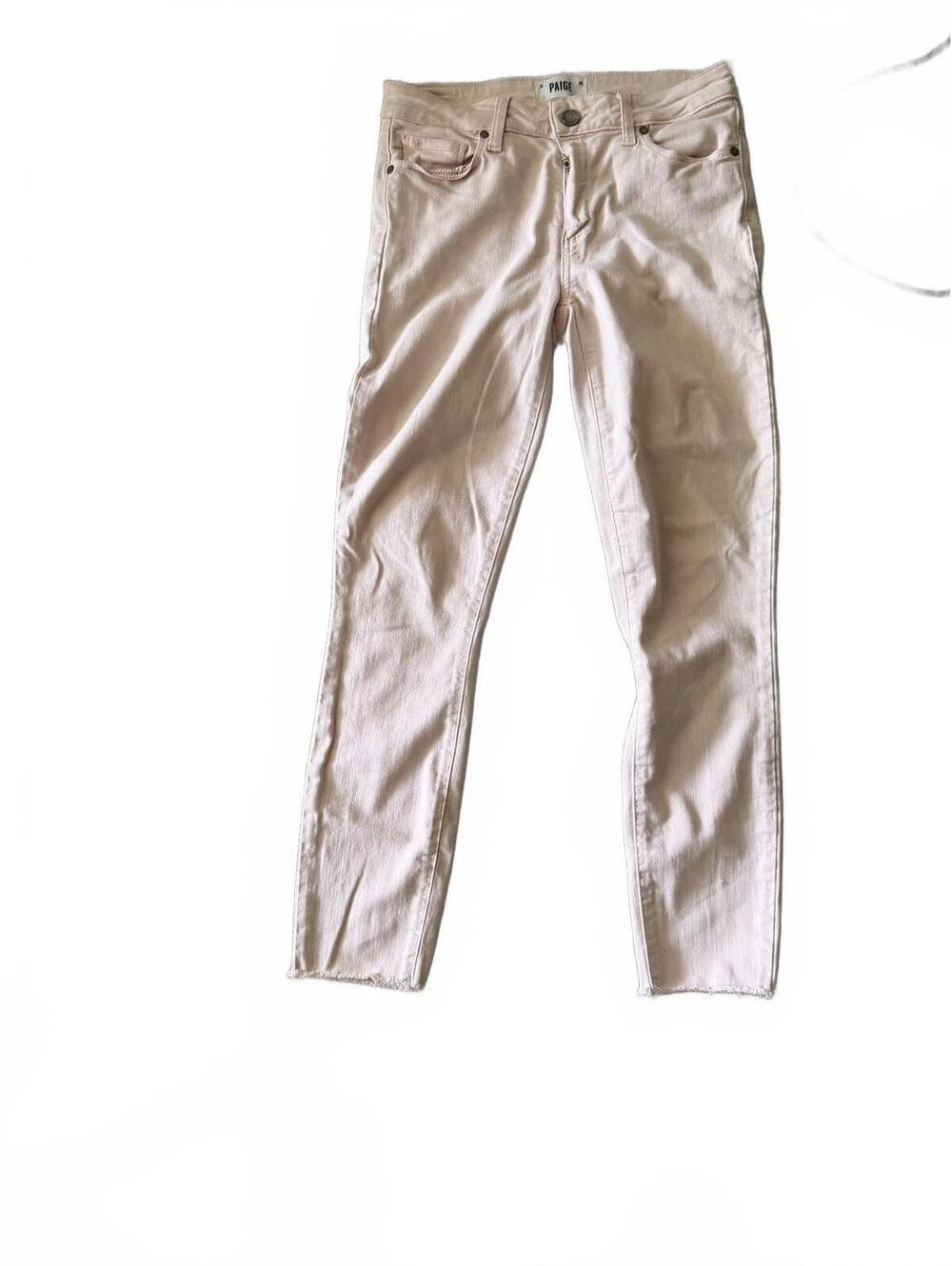 PAIGE Verdugo Crop Mid-Rise Skinny Pink Sz 27 Designer - Picture 2 of 8